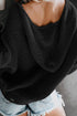 Zipper V-Neck Dropped Sleeve Hooded Solid Sweater